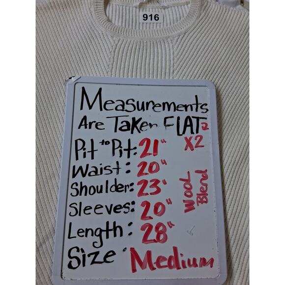 Athleta Merino Wool Blend Womens Sz Medium Chunky Ribbed Cream Crewneck Sweater - Picture 8 of 12